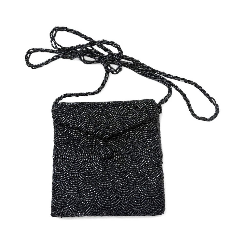 Black/Blue Beaded Crossbody Bag